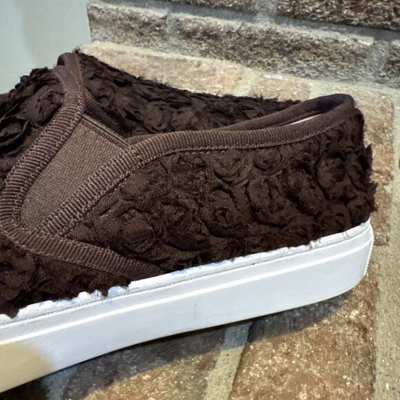 Tory Burch Flower Rosette Slip On Sneaker - Dark Red Brown - Size 8M - Picture 11 of 16